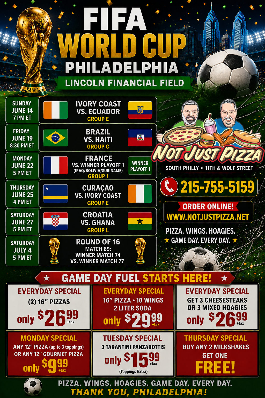 Fifa World Cup Specials - Not Just Pizza